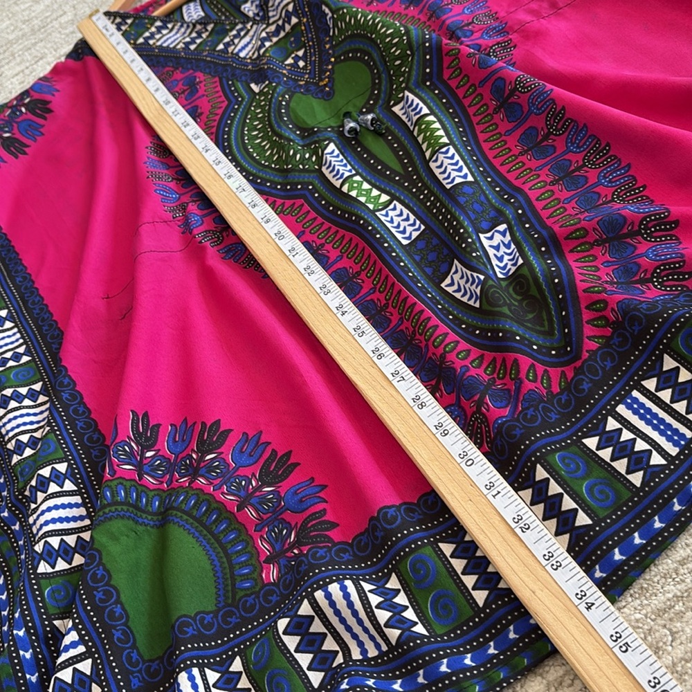 California Woman Aztec Border Patterned Caftan Beach Cover Up Drawstring Waist - Picture 10 of 13